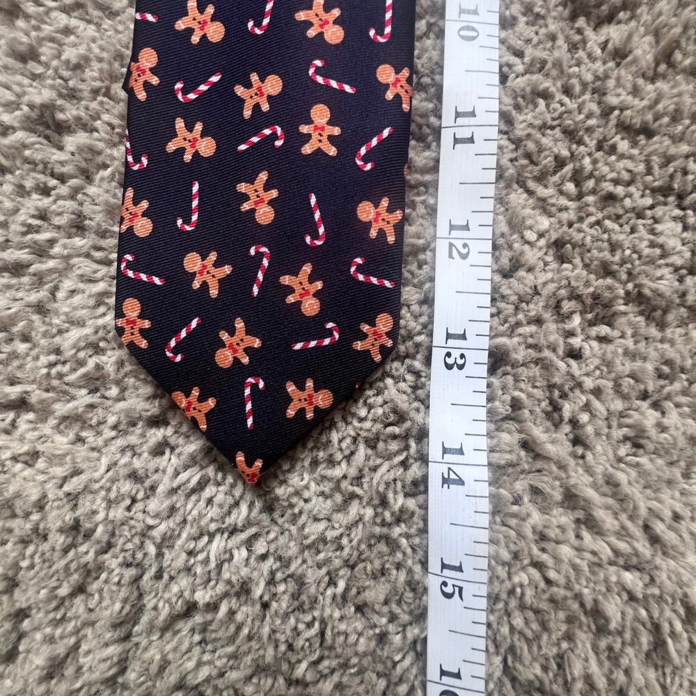 Wembley Boys Navy Gingerbread‎ Man CandyCane Christmas Tie - Picture 3 of 6